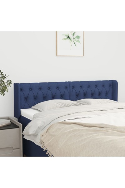 Concept Tăblie de pat cu aripioare albastru 163x16x78/88 cm textil