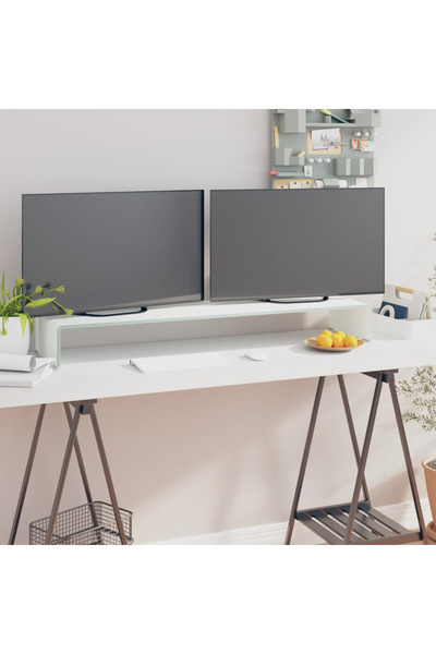 Concept Γυάλινη βάση τηλεόρασης/οθόνης, λευκή, 110x30x13 εκ.