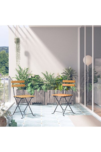 Concept Πτυσσόμενες καρέκλες κήπου, 2 τεμ., από ατσάλι και μασίφ ξύλο ακακίας