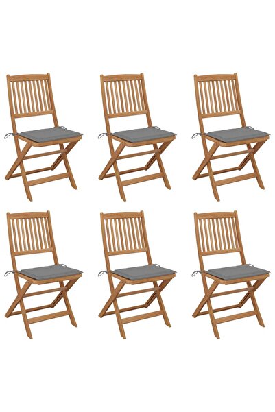 Concept Πτυσσόμενες καρέκλες κήπου, με μαξιλάρια, 6 τεμ., από μασίφ ξύλο ακακίας