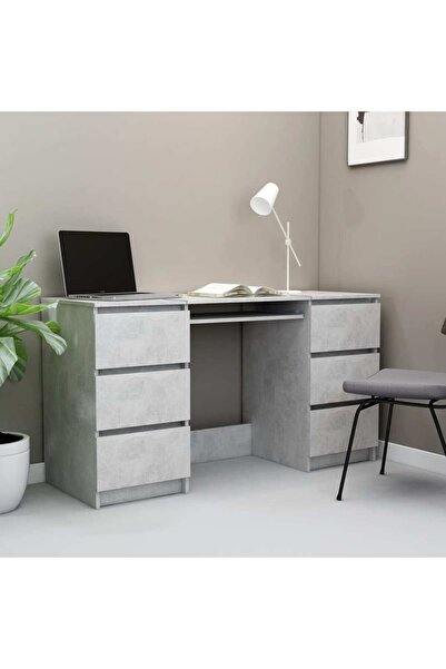 Concept Γραφείο, γκρι χρώματος τσιμέντου, 140 x 50 x 77 cm, μοριοσανίδα