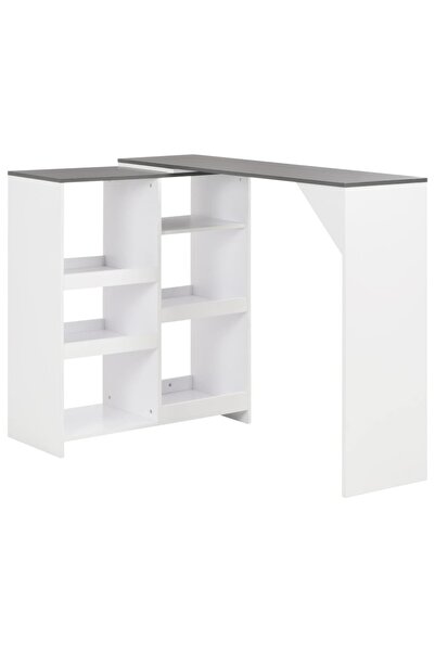 Concept Τραπέζι μπαρ με κινητό ράφι, λευκό, 138x39x110 εκ.