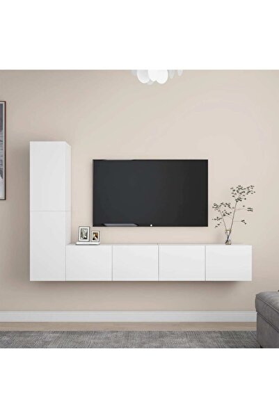 Concept Set dulapuri TV, 4 piese, alb, PAL