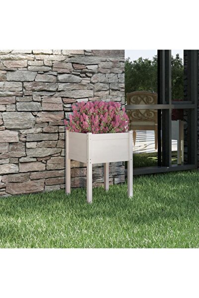 Concept Γλάστρα κήπου, λευκή, 50x50x70 cm, από μασίφ ξύλο πεύκου