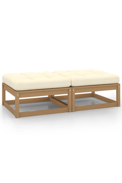 Concept Taburete de grădină cu perne 2 buc. maro miere lemn masiv pin