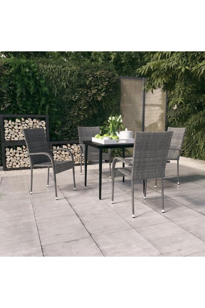 Concept Σετ επίπλων κήπου, 5 τεμάχια, γκρι και μαύρο