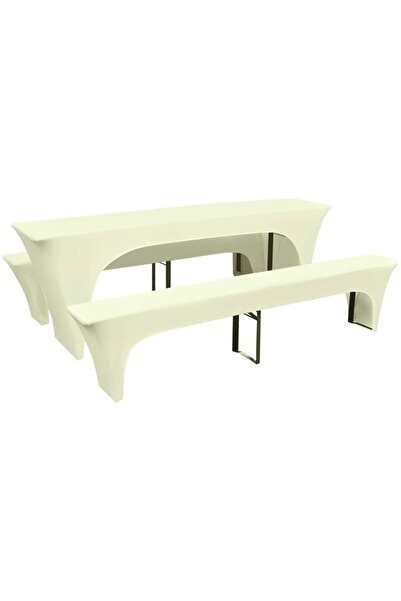 Concept Set huse pentru masa de bere și băncuțe, 3 piese, crem