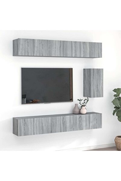 Concept Set comode TV, 7 piese, gri sonoma, lemn compozit