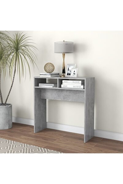 Concept Τραπέζι κονσόλας, γκρι σκυροδέματος, 78x30x80 cm, μοριοσανίδα
