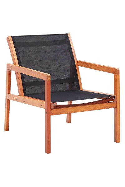 Concept Ξαπλώστρα κήπου, μαύρη, από μασίφ ξύλο ευκαλύπτου και textilene