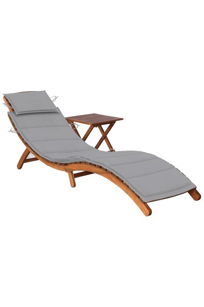 Concept Ξαπλώστρα κήπου με τραπέζι και Μαξιλάρι, από μασίφ ξύλο ακακίας