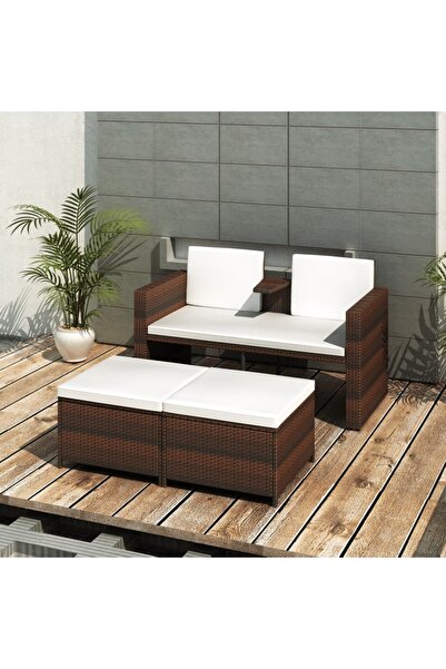 Concept Set mobilier de grădină cu perne, 4 piese, maro, poliratan