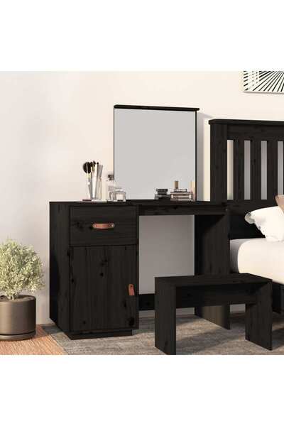 Concept Μπουντουάρ, μαύρο, 95x50x134 cm, μασίφ ξύλο πεύκου