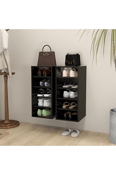 Concept Ράφι παπουτσιών, 2 τεμ., μαύρο, 31,5x35x70 cm, μοριοσανίδα