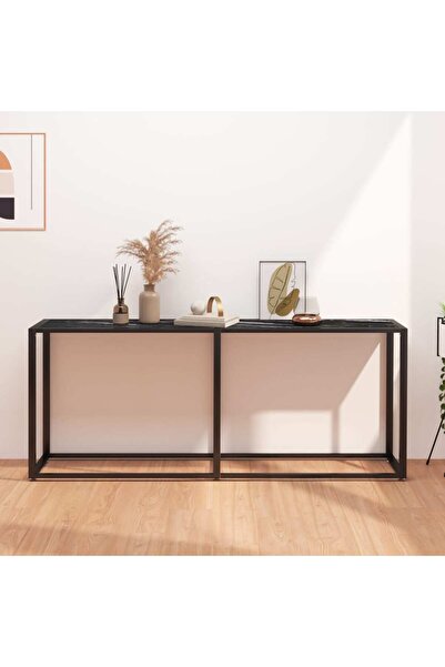 Concept Τραπέζι κονσόλας, μαύρο μάρμαρο, 180x35x75,5 cm, σκληρυμένο γυαλί