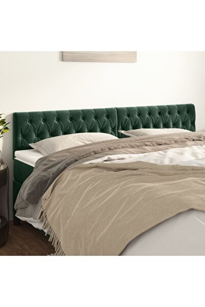 Concept Tăblii de pat, 2 buc, verde închis, 90x7x78/88 cm, catifea