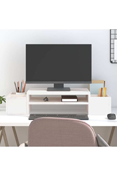 Concept Βάση οθόνης, λευκή, 70x27,5x15 cm, μασίφ ξύλο πεύκου