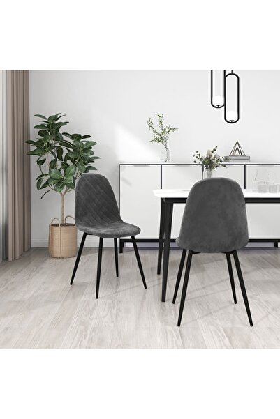 Concept Καρέκλες κουζίνας, 2 τεμ., σκούρο γκρι, Βελούδο