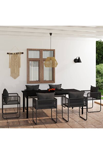 Concept Σετ επίπλων κήπου, 7 τεμάχια, μαύρο