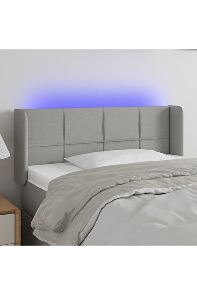 Concept Tăblie de pat cu LED, gri deschis, 103x16x78/88 cm, textil