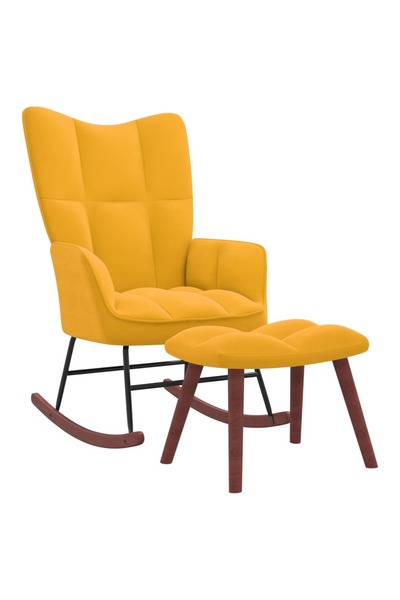 Concept Κουνιστή πολυθρόνα με σκαμπό, μουσταρδί, Βελούδο