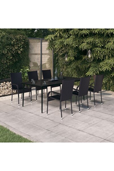 Concept Set mobilier de grădină, 7 piese, negru