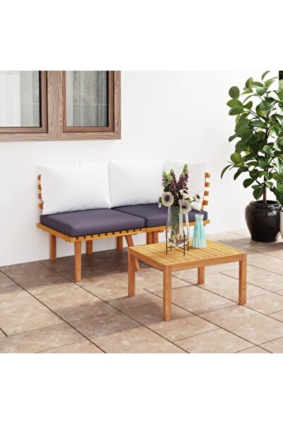 Concept Σετ επίπλων κήπου με μαξιλάρια, 2 τεμάχια, από μασίφ ξύλο ακακίας