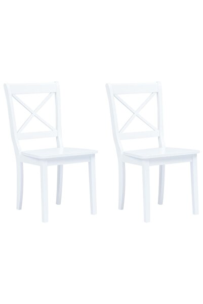 Concept Καρέκλες κουζίνας, 2 τεμ., λευκές, μασίφ ξύλο καουτσούκ