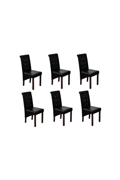 Concept Scaune de bucătărie, 6 buc., negru, piele ecologică