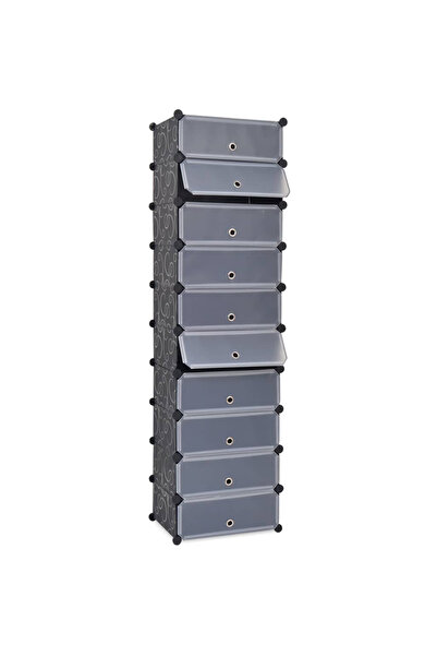 Concept Organizator de pantofi interconectat, 10 compartimente, negru