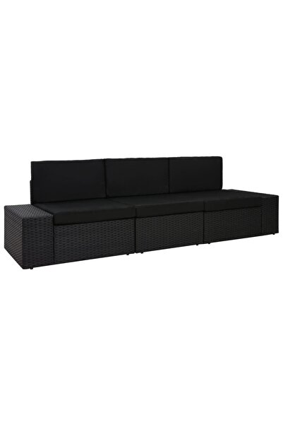 Concept Αρθρωτός καναπές 3 θέσεων, μαύρος, πολυρατάν