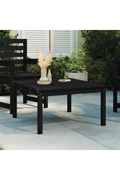 Concept Τραπέζι κήπου, μαύρο, 82,5x82,5x45 cm, μασίφ ξύλο πεύκου