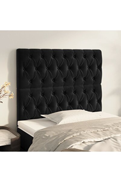 Concept Tăblii de pat, 2 buc, negru, 90x7x78/88 cm, catifea