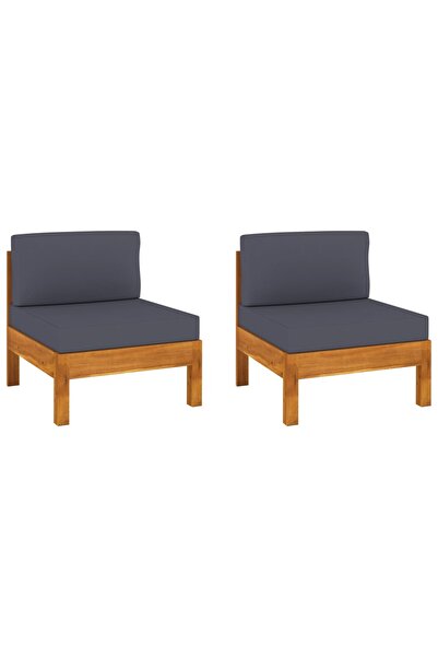 Concept Μεσαίοι καναπέδες, μαξιλάρια σε σκούρο γκρι χρώμα, 2 τεμ. από μασίφ ξ...