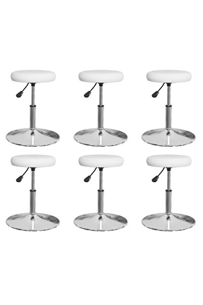 Concept Καρέκλες κουζίνας, 6 τεμ., λευκές, οικολογικό Δερμάτινο