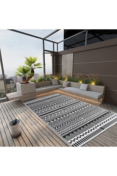 Concept Covor de exterior, negru, 140x200 cm, PP