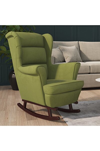 Concept Balansoar cu picioare lemn masiv hevea, verde deschis, catifea