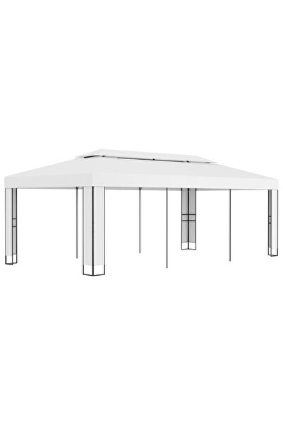 Concept Pavilion cu acoperiș dublu, alb, 3 x 6 m