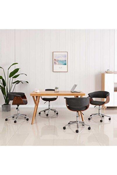 Concept Scaune de bucătărie pivotante, 4 buc., gri, material textil