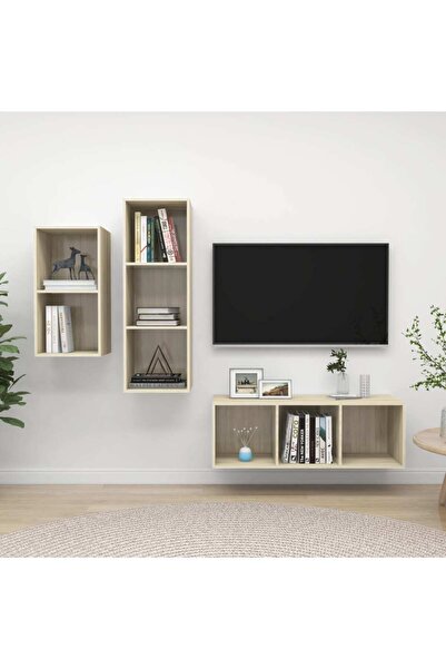 Concept Σετ ντουλαπιών τηλεόρασης, 3 τεμάχια, δρυς Sonoma, μοριοσανίδα