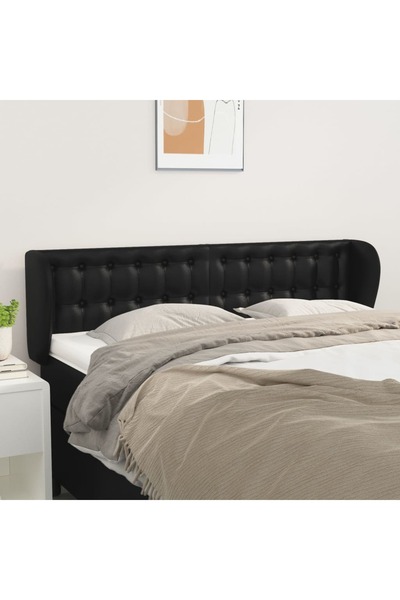 Concept Μαύρο κεφαλάρι με φτερά 147x23x78/88cm οικολογικό Δερμάτινο