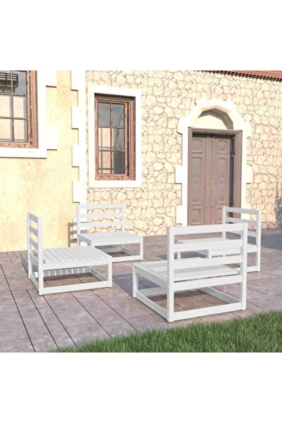 Concept Σετ επίπλων κήπου, 4 τεμάχια, λευκό, μασίφ ξύλο πεύκου