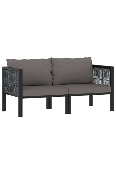 Concept Canapea cu 2 locuri, cu perne, antracit, poliratan
