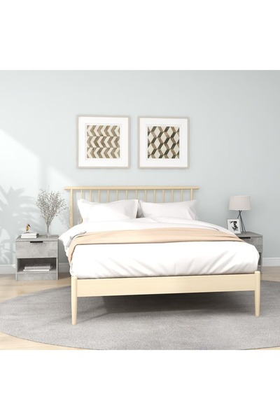 Concept Κομοδίνα, 2 τεμ., γκρι σκυροδέματος, επεξεργασμένο ξύλο