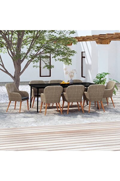 Concept Set mobilier pentru grădină cu perne, 9 piese, maro