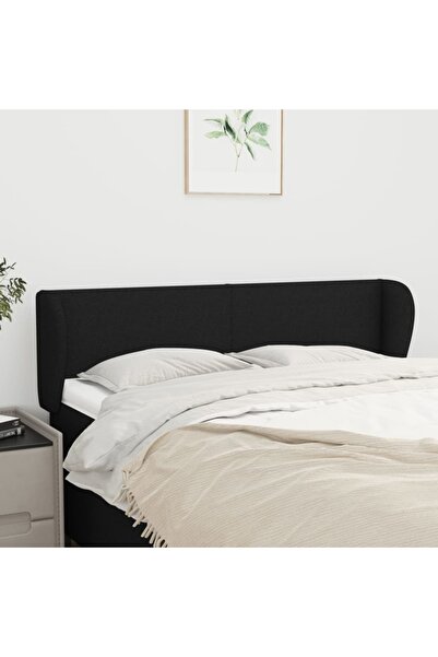 Concept Tăblie de pat cu aripioare negru 147x23x78/88 cm textil