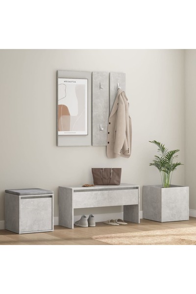 Concept Set de mobilier pentru hol, gri beton, lemn prelucrat