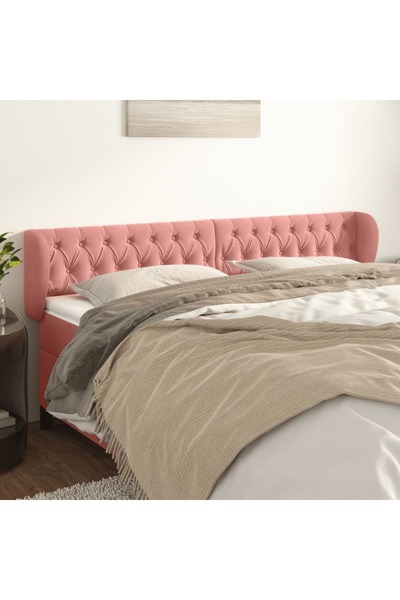 Concept Tăblie de pat cu aripioare roz 203x23x78/88 cm catifea