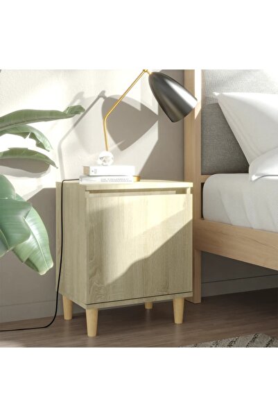Concept Noptieră cu picioare din lemn masiv, stejar sonoma, 40x30x50 cm