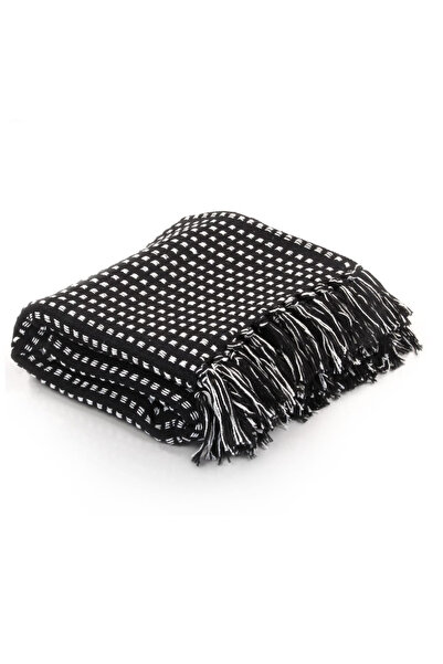 Concept Decorative Blanket with squares, Cotton, 125 x 150 cm, black